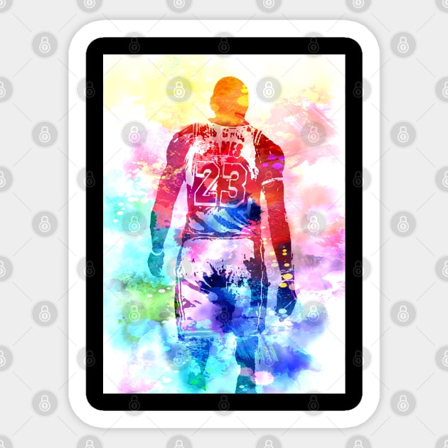 Lebron James Watercolor Sticker by Masdian Watercolor